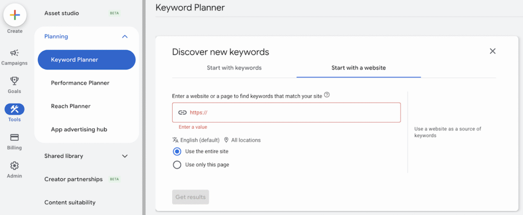 Google Keyword Planner