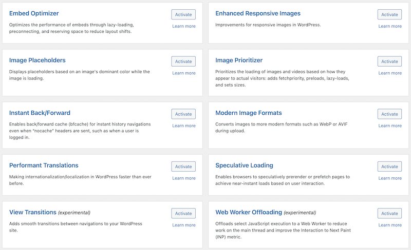 WordPress Performance Plugin Features